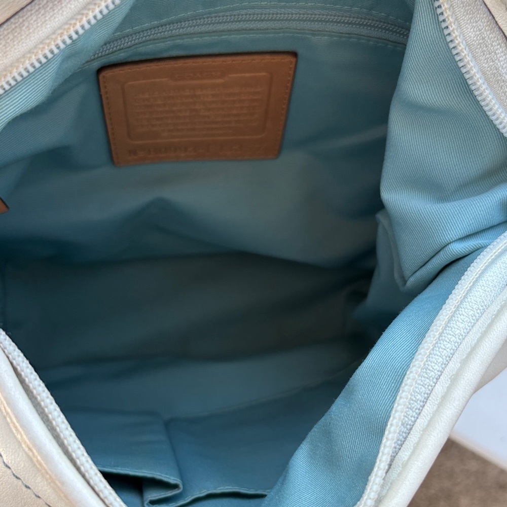COACH Vintage Rugby Stripe Shoulder Bag Crossbody Blue White - Picture 11 of 12